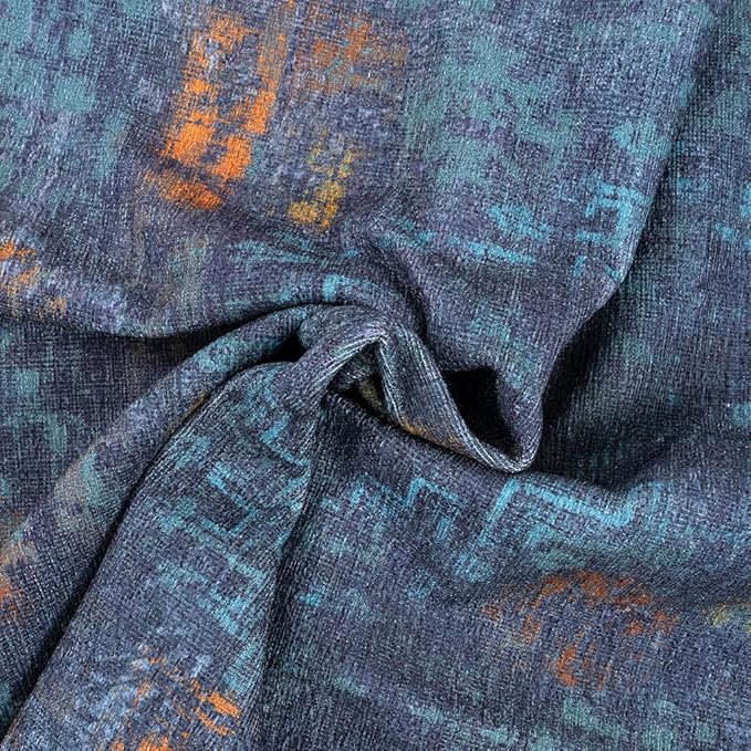 GLN Rugs Contemporary Collection - Machine Washable Area Rug, Contemporary Washable, Non Slip, Low Pile Chenille Rug, Living Room, Bedroom, Kitchen Rug (5'3" Round Midnight/Multi)