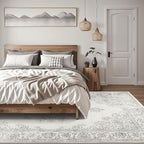 ReaLife Rugs Machine Washable Area Rug Runner - Living Room Bedroom Bathroom Kitchen Entryway Office - Padded Low Pile Stain Resistant Premium - Boho Farmhouse Vintage - Paige - Ivory 3' x 5'