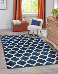 Rugs.com Lattice Collection Rug – 8x11 Dark Blue Medium-Pile Rug Perfect for Living Rooms, Large Dining Rooms, Open Floorplans