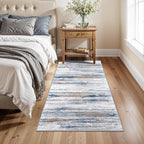 3x5 Area Rug Non-Slip: Washable Rugs for Hallway Entryway Kitchen Living Room Bedroom - Easy-to-Clean Stain and Water Resistant Carpet - Soft Low-Pile Throw Mat Navy Grey
