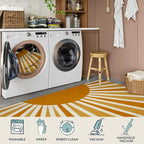 Lahome 10' x 14' Boho Rainbow Sun Faux Wool Area Rug, Soft, Washable, Non Slip, Lightweight, Rectangular