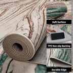 Ciicool 2x6 Washable Runner Rug, Modern Abstract Soft Hallway Rugs Runner, Non-Slip Thin Accent Rug Lightweight Green Swirls Print Distressed Carpet for Laundry Entryway Bedroom Kitchen Indoor