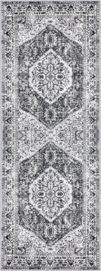 KOZYFLY Runners for Hallways 3x8 Ft Washable Kitchen Runner Rug Boho Runner Rug for Entryway Indoor Printed Faux Wool Floor Carpet for Bedroom Kitchen Hall, Grey