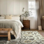 EVERGRACE Area Rugs for Living Room 8x10, Boho Floral Faux Wool Indoor Outdoor Rugs, Washable Rugs for Bedroom Dining Room Entryway Kitchen, Low Pile Floor Mat Carpet for Home Decor, Gray