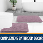 OLANLY Bathroom Rugs 47x20, Extra Soft Absorbent Chenille Bath Rugs, Rubber Backing Quick Dry, Machine Washable Bath Mats for Bathroom Floor, Tub and Shower, Home Decor Accessories, Deep Plum