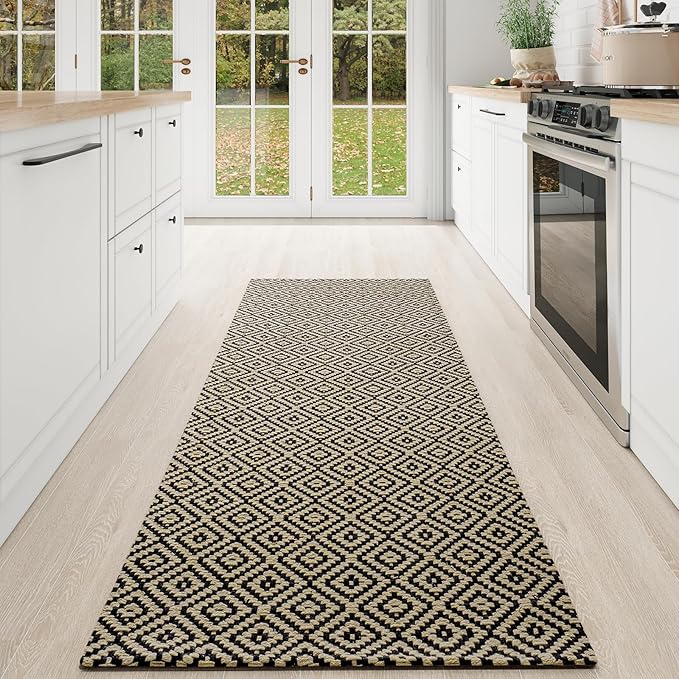 Hallway Runner Rug 2x5, Washable Kitchen Runners Non Slip, Ultra Thin Entryway Floor Mat Fit Under Door, Soft Low Pile Cotton Boho Carpet for Laundry Outdoor Bedroom