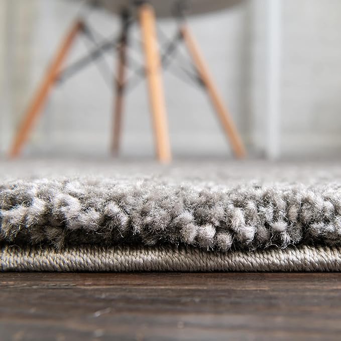 Unique Loom Solo Collection Area Rug - Calabasas (5' 3" x 8' Oval, Gray)