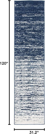 SAFAVIEH Adirondack Collection Runner Rug - 2'6" x 10', Navy & Ivory, Modern Ombre Design, Non Shedding & Easy to Clean, Ideal for Hallway, Foyer, Kitchen, Entryway, Bedroom (ADR113N)