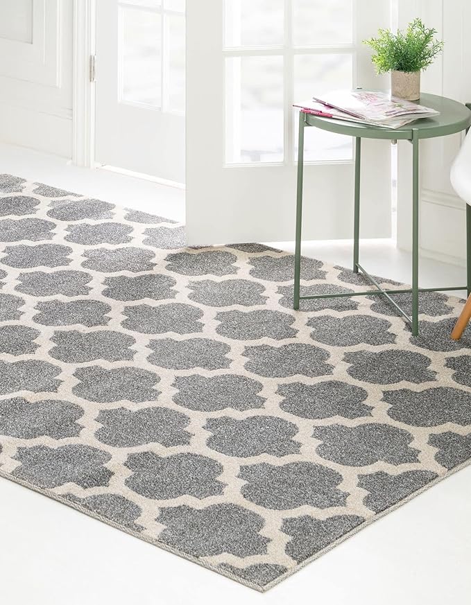 Rugs.com Lattice Collection Rug – 3' x 5' Dark Gray Medium Rug Perfect for Entryways, Kitchens, Breakfast Nooks, Accent Pieces