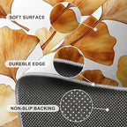 Golden Leaf Rugs for Bedroom - 2x3 Area Rug - 3D Ginkgo Leaf Rugs for Living Room, Modern Simple Art Rug, Non-Slip Washable Home Decor Carpet