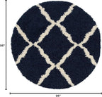 SAFAVIEH Dallas Shag Collection Area Rug - 8' Round, Navy & Ivory, Trellis Design, Non-Shedding & Easy Care, 1.5-inch Thick Ideal for High Traffic Areas in Living Room, Bedroom (SGD257N)