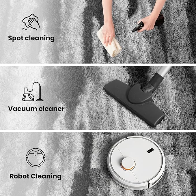 Zentavio Area Rugs for Living Room Large Rugs for Bedroom 6x9 Carpet Fluffy Fuzzy Soft Shag Aesthetic Plush High Pile Gray Throw Rug for Nursery Kids Room Dorm Waved Grey