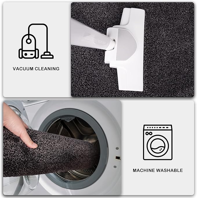 PURRUGS Dirt Trapping Door Mat 24" x 35.5", Non-Slip Machine Washable Entry Rug, Shoe Scraper, Dog Doormat, Super Absorbent Welcome Mat for Front & Back Door, Muddy Shoes & Paws, Charcoal