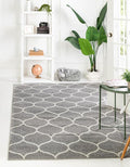 Rugs.com Lattice Frieze Collection Rug – 4' x 6' Light Gray Medium Rug Perfect for Living Rooms, Large Dining Rooms, Open Floorplans