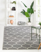 Rugs.com Lattice Frieze Collection Rug – 5' x 8' Light Gray Medium Rug Perfect for Living Rooms, Large Dining Rooms, Open Floorplans