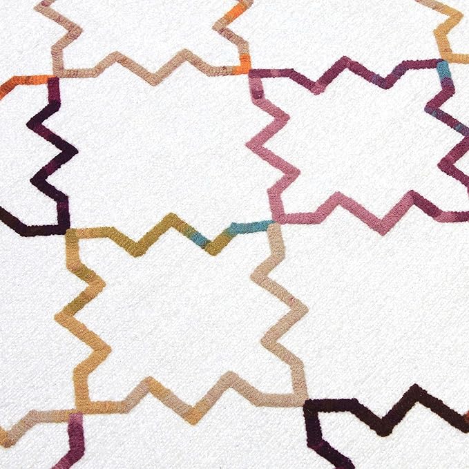 Alfa Rich 3x10 Moroccan White Washable Area Rugs for Living Room Hallway Kitchen Decor Cotton Runner
