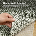 Collive Washable Kitchen Runner Rug, Modern Farmhouse Hand Woven Entryway Rugs Non Slip, Cotton Reversible Bathroom Carpet for Bedroom Hallway Foyer Back Door Decor, 2 x 4.3 ft Olive Green/Cream