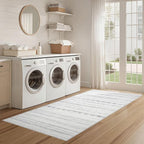 Nakagishi Runner Rug Kitchen Washable Rugs: 3x8 Non-Slip Boho Soft Modern Stain Resistant Indoor Floor Neutral Farmhouse Throw Carpet for Hallway Bathroom Laundry Room Entryway Bedroom- Grey
