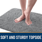 OLANLY Dog Door Mat for Muddy Paws 32x20, Absorbs Moisture and Dirt, Absorbent Non-Slip Washable Doormat, Quick Dry Chenille Mud Mat for Dogs, Entry Indoor Entryway Carpet for Inside Floor, Grey