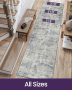 DEXI Hallway Runner Rug 3x12, Modern Abstract Non Slip Thin Soft Runners Carpet, Stain Resistant Washable Indoor Rug for Hallway Entryway Kitchen Laundry Room Living Room, Blue
