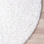 Unique Loom Solid Shag Collection Area Rug (7' 1" Round, Snow White)