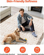 VEVOR 5 x 8 ft Area Rug Large Washable Rug Non-Slip and Tear-Resistant Soft Carpet Pet & Child Friendly Modern Area Rugs Indoor Mat for Bedroom Office Living Room Kids Room Entryway Beige