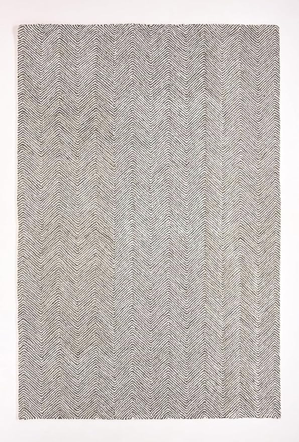 Modern Herringbone Chevron Collection Handcrafted Wool Area Rug - Durable, Zigzag Pattern, for High Traffic, Contemporary Design for Living Room, Bedroom, Dining Room Decor (Dark Olive, 6' x 6')