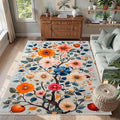 9x14 Colorful Flower Area Rugs, Floral Vintage Large Rugs, Floral Rugs, Botanical Rug, Washable Boho Botanical Non Slip Carpet for Living Room, Bedroom, Kids Room