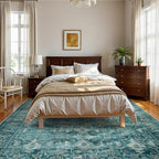 Lahome Vintage 8x10 Washable Blue Rugs for Living Room Bedroom, Boho Dining Room Rugs for Under Table, Soft Non Slip Indoor Throw Carpet for Home Office Playroom (8x10ft,Blue)