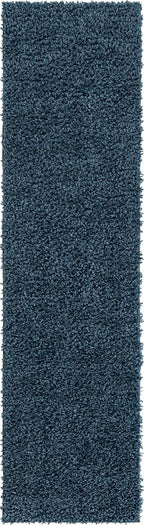 Unique Loom Davos Shag Collection Area Rug - Solid (2' x 8' Runner, Marine Blue)