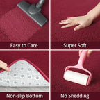 AROGAN Modern Shag Area Rug for Living Room, 5x7 Feet Washable Indoor Floor Carpet, Plush Memory Foam Bedside Rugs for Kids Girls Teens, Low Pile Decor, Wine Red