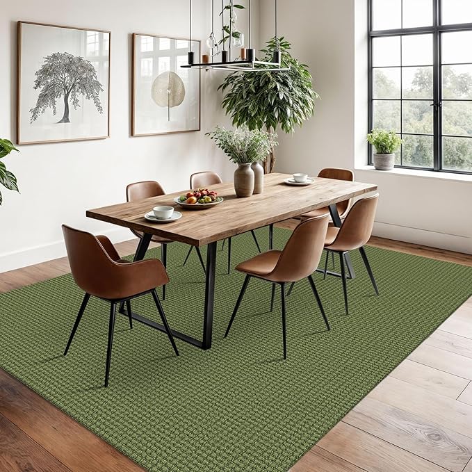 Braided Area Rug 6x9 Ft Washable Rugs for Living Room Non Slip Bedroom Rugs Boho Dining Room Rug Cotton Living Room Woven Floor Carpet for Nursery Playroom, Green