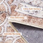 jinchan Floral 3x5 Area Rugs for Entryway - Orange Vintage Distressed Design Doormat Non-Slip Ultra-Thin Low Pile Boho Rug for Kitchen Living Room Bedroom Farmhouse (3‘x5', Orange)
