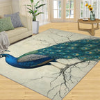 Peacock Area Rug 6x9-6x9 Rug, Peafowl Rugs for Living Room, Teal Turquoise Carpet, Modern Style Washable Area Rugs for Bedroom, Peacock Feather Carpet - Peafowl Home Decor & Gifts