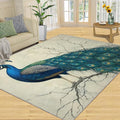 Peacock Area Rug 8x10-8x10 Rug, Peafowl Rugs for Living Room, Teal Turquoise Carpet, Modern Style Washable Area Rugs for Bedroom, Peacock Feather Carpet - Peafowl Home Decor & Gifts