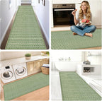 Braided Hallway Runner Rug,Super Absorbent Kitchen Mats for Floor,Non Slip Washable Kitchen Rugs,Quick Dry Boho Entryway Runner Rugs for Bathroom,Hallyways,Bedroom,24"x72",Sage Green