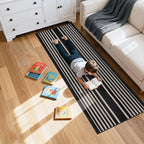 Beeiva Black and White Striped Runner Rug, 2.5x8 Washable Geometric Rugs for Hallway, Non Slip Rubber Backing Indoor Runner Rugs Modern Floor Carpet for Bedroom Bathroom Porch Entryway Rug
