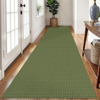 Braided Runner Rug 3x12 Ft Washable Runners for Hallways Non Slip Rubber Backed Kitchen Runners Cotton Long Entryway Runner Indoor, Woven Carpet for Hall Kitchen Entryway, Green