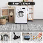 2x8 Runner Rug Machine Washable Non Slip Area Rug Distressed Neutral Moroccan Boho Rug Ultra Soft Floor Runners for Hallways for Entryway Laundry Room Kitchen, Black