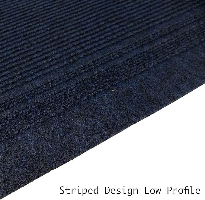 English Home Custom Size Anti Slip Striped Design Light Weight Durable TPR Backing Thin Pile Runner Rug (26" x 4')