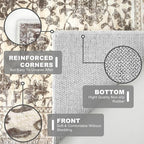 KILOCOCO Area Rug 5x7 Living Room Rug Washable Printed Vintage Floral Non Slip Soft Rubber Backed Indoor Bedroom Rugs for Laundry Room Kitchen Playroom Moroccan Area Rugs, Beige/Brown