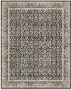 Washable 6x9 Area Rugs for Living Room, Boho Non-Slip Vintage Distress Large Rugs for Bedroom Dining Room Nursery Office, 0.3" Neutral Oriental Throw Thin Carpet, Black/Brown/Blue/Multi
