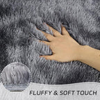 duduta Grey Plush Round Rug 4x4 ft, Tie Dye Gray Fluffy Shag Rugs for Bedroom Classroom Nursery Playroom Dorm Decor, Washable Non Slip