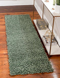 Unique Loom Davos Shag Collection Area Rug - Solid (2' 7" x 16' 5" Runner, Sage)