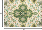 Phantoscope Washable Area Rug 5'x7' Non-Slip, Vintage Boho Rugs for Living Room, Bedroom, Dining Room, Neutral Green Floral Medallion Pattern, Low-Pile Foldable Floor Carpet, Forest Green/Cream