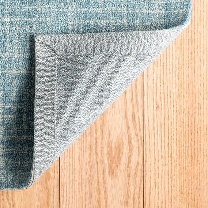 Dash and Albert Crosshatch Wool Area Rug - 7.5 X 9.5 Aegean Solid Hand Micro Hooked Accent Rug - Durable, High Traffic Areas Bedroom, Hallway, Stairs - Premium Luxury Hotel Quality Soft Breathable