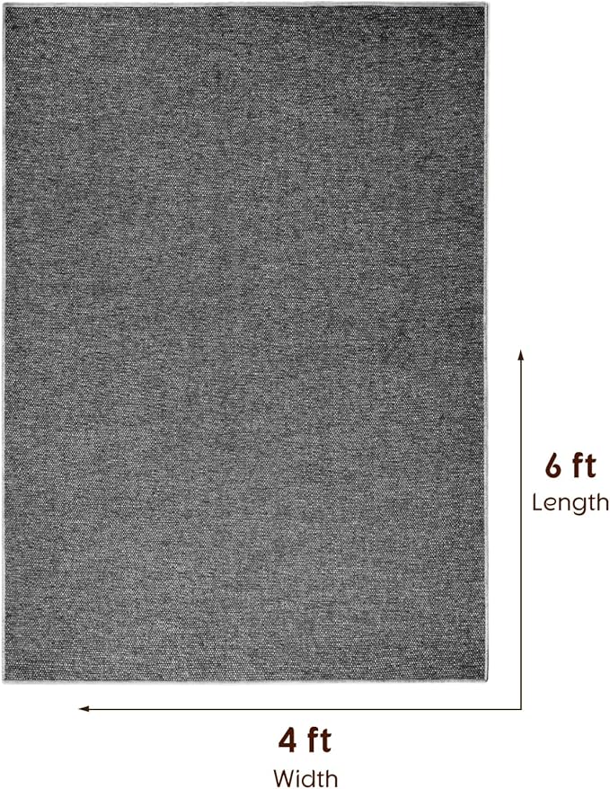 LBRO2M Easy Jute Solid Area Rug 4X6 Washable Rugs for Living Room Bedroom Natural Jute Look Indoor Outdoor Rug Durable, Solid Non Shedding Eco Friendly (4X6 Black Gray)