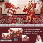 9x12 Area Rugs Living Room Rug: Christmas Washable Rug Floral Soft Carpet Indoor Floor Non-Slip Boho Stain Resistant Large Carpets for Bedroom Kids Nursery Dining Room Farmhouse Home Office Red