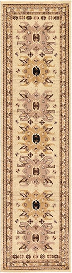 Unique Loom Taftan Collection Border Geometric Tribal Inspired Design Area Rug (2' 2 x 8' 2 Runner, Ivory/ Tan)
