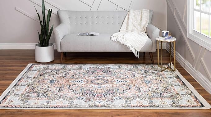 Unique Loom Narenj Collection Classic Traditional Medallion Textured Design Area Rug, 10 x 13 ft, Ivory/Tan